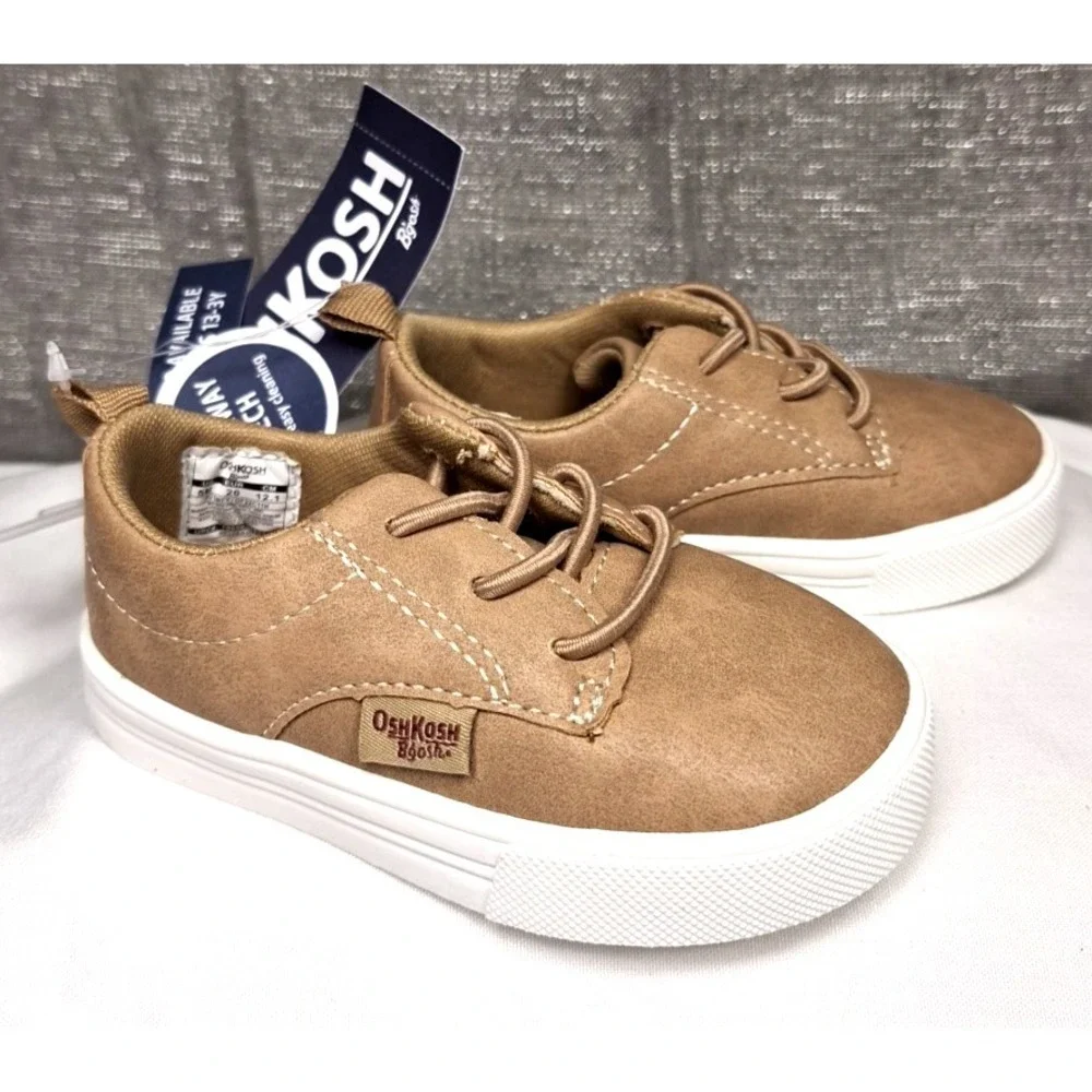 Oshkosh‎ 5 Toddler Putney Tan Slip On Sneakers Wipe Clean Shoes Wipe Away Tech